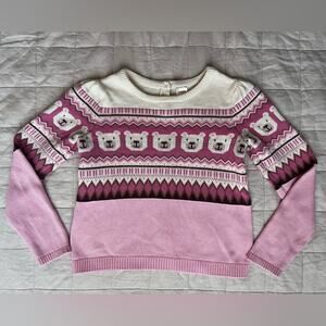 Gymboree Pink Polar Bear Fair Isle Sweater Scandinavian Folksy Holiday - 12